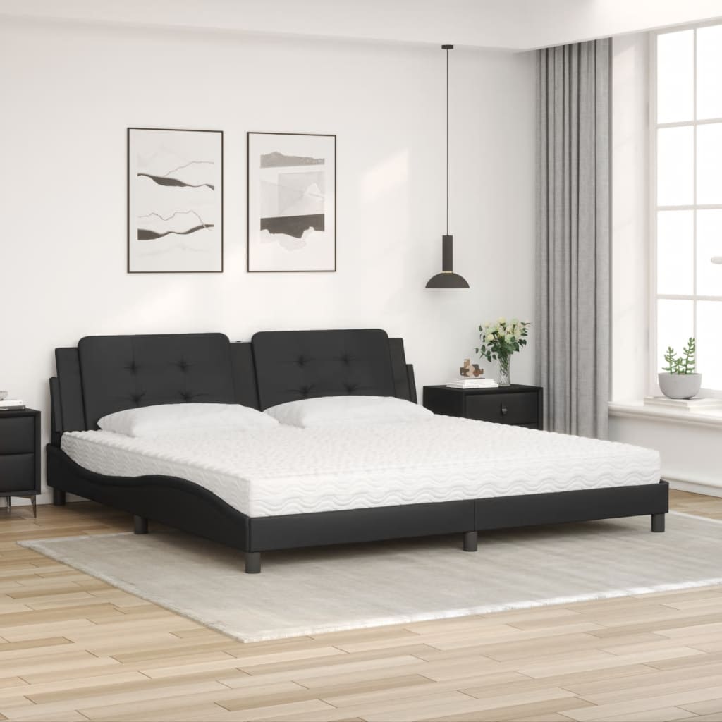 seng med madras Zadar 200x200 cm kunstlæder sort
