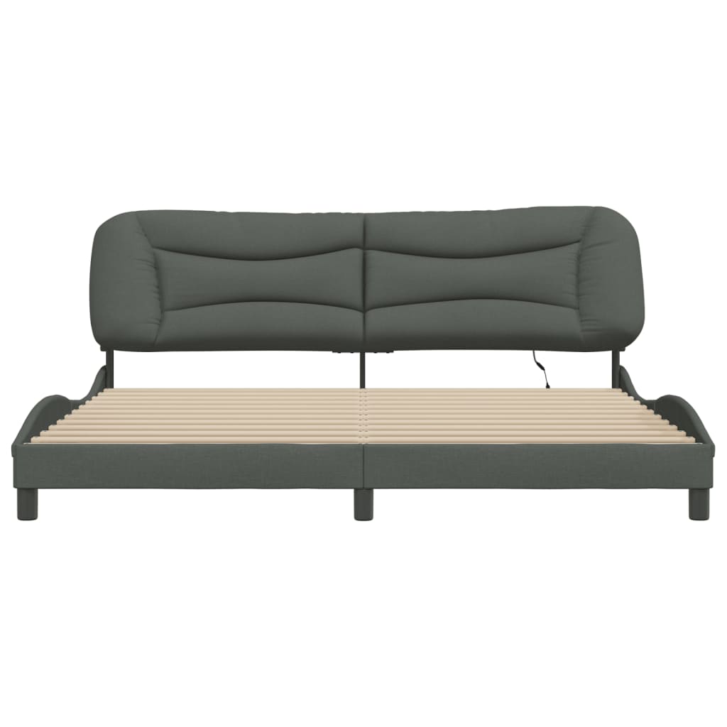 sengeramme med LED uden madras Hvar 200x200 cm stof mørkegrå