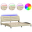 sengeramme med LED uden madras Hvar 200x200 cm stof cremefarvet