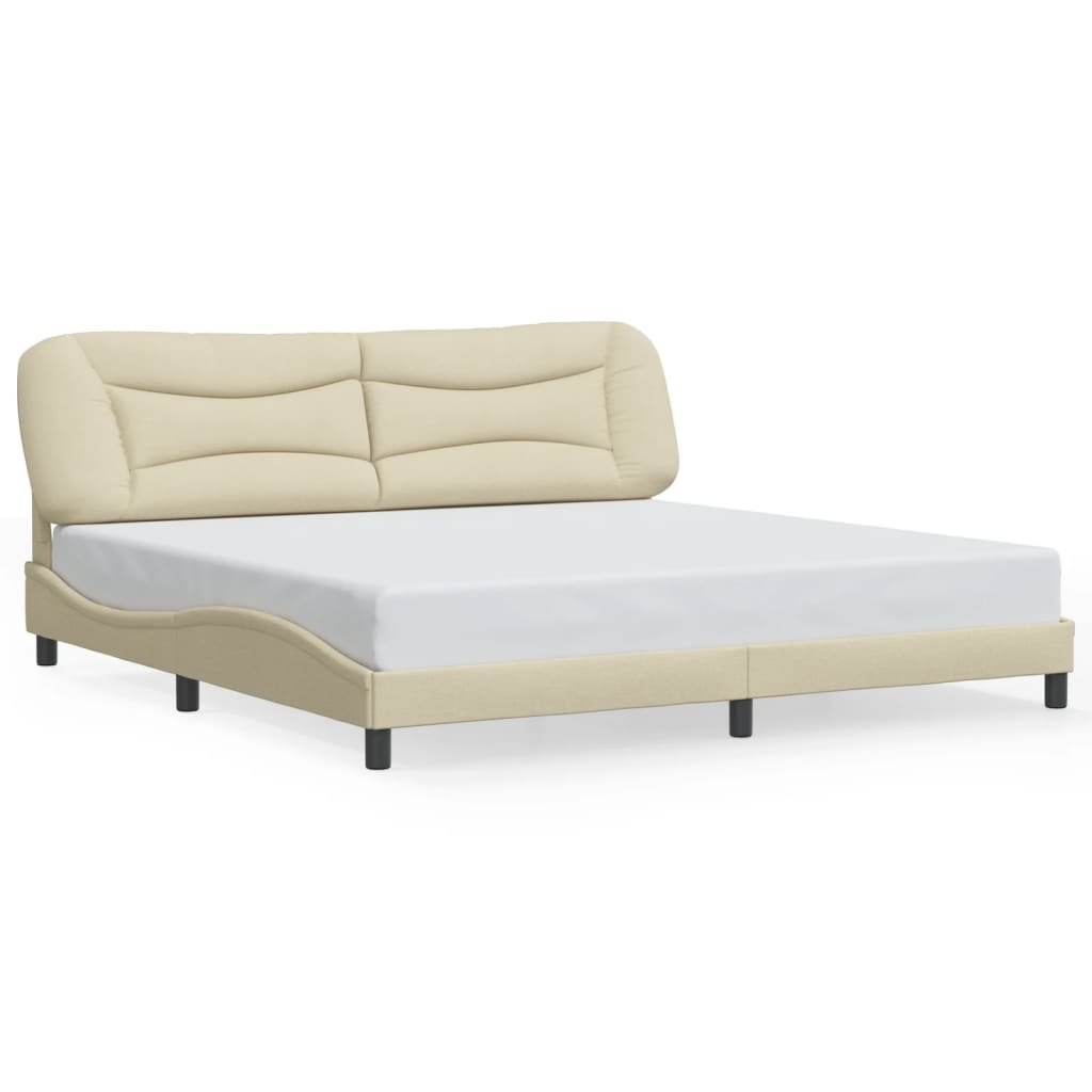 sengeramme med LED uden madras Hvar 200x200 cm stof cremefarvet