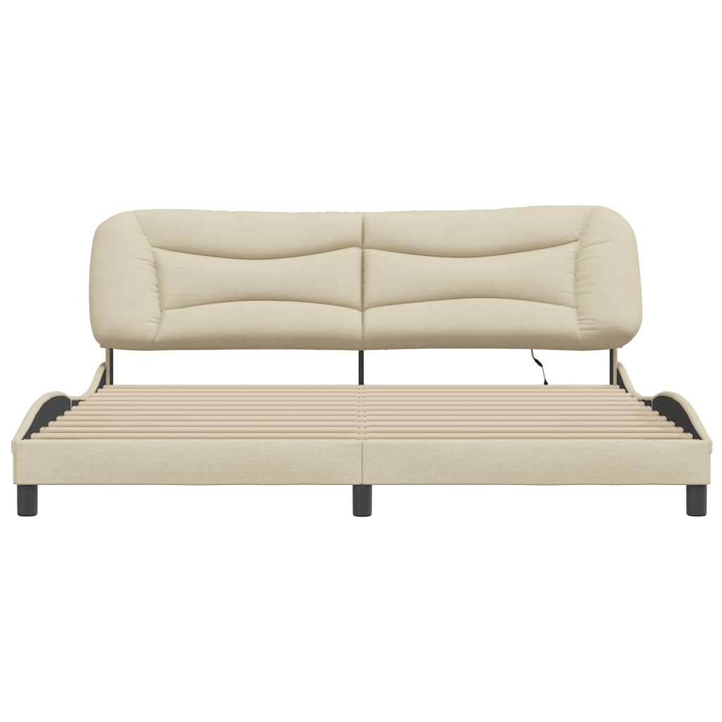 sengeramme med LED uden madras Hvar 200x200 cm stof cremefarvet