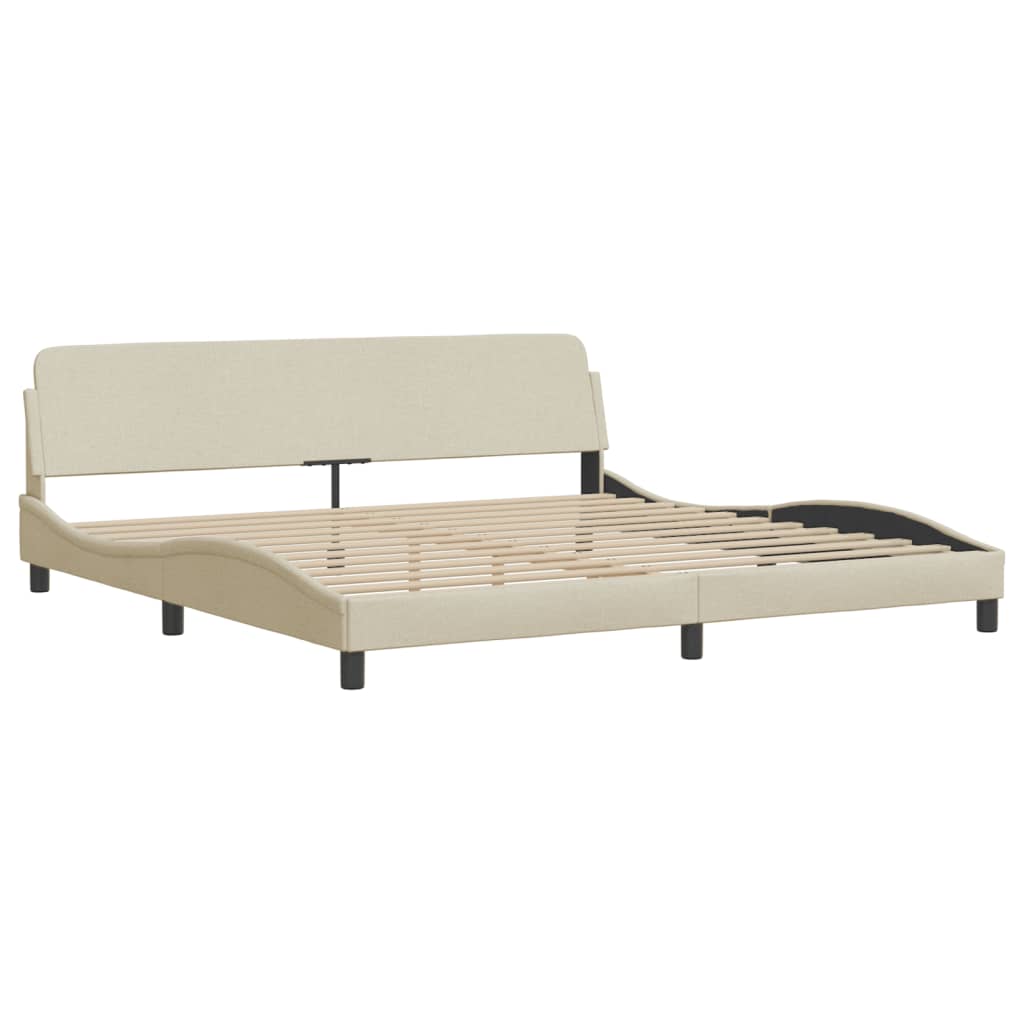 sengeramme med LED uden madras Hvar 200x200 cm stof cremefarvet