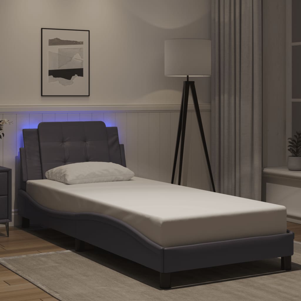 sengeramme med LED uden madras Zadar 90x200 cm grå