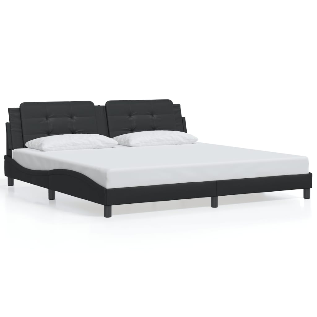 sengeramme med LED uden madras Zadar 200x200 cm sort