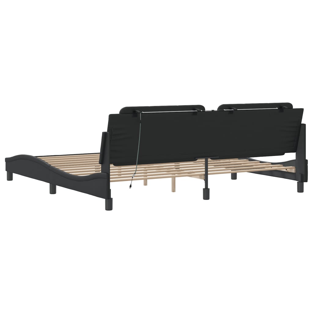 sengeramme med LED uden madras Zadar 200x200 cm sort