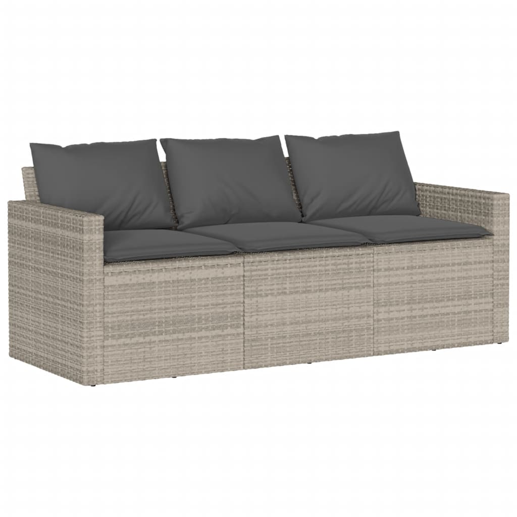 sofasæt til haven 6 dele med hynder polyrattan lysegrå
