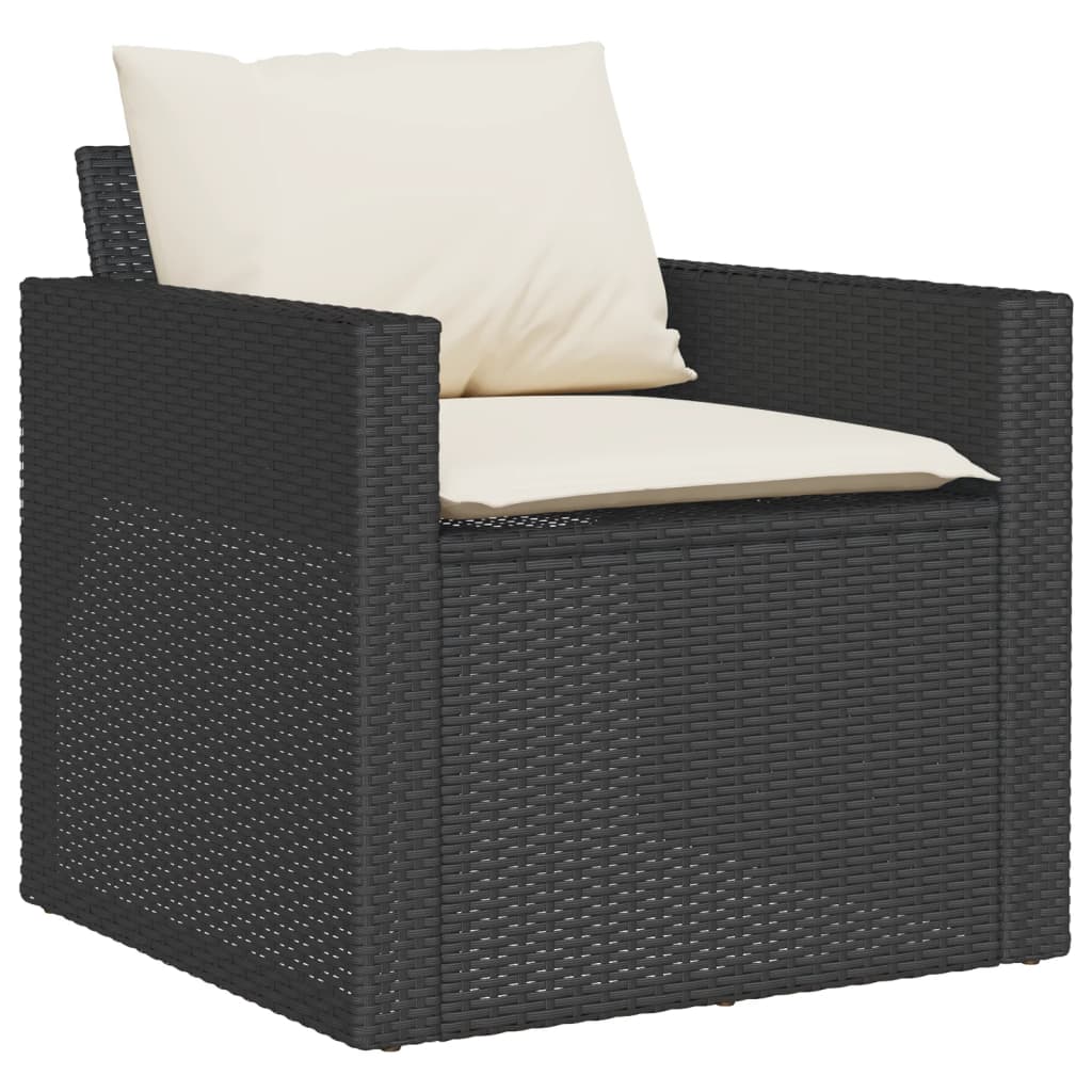 sofasæt til haven 6 dele med hynder polyrattan sort