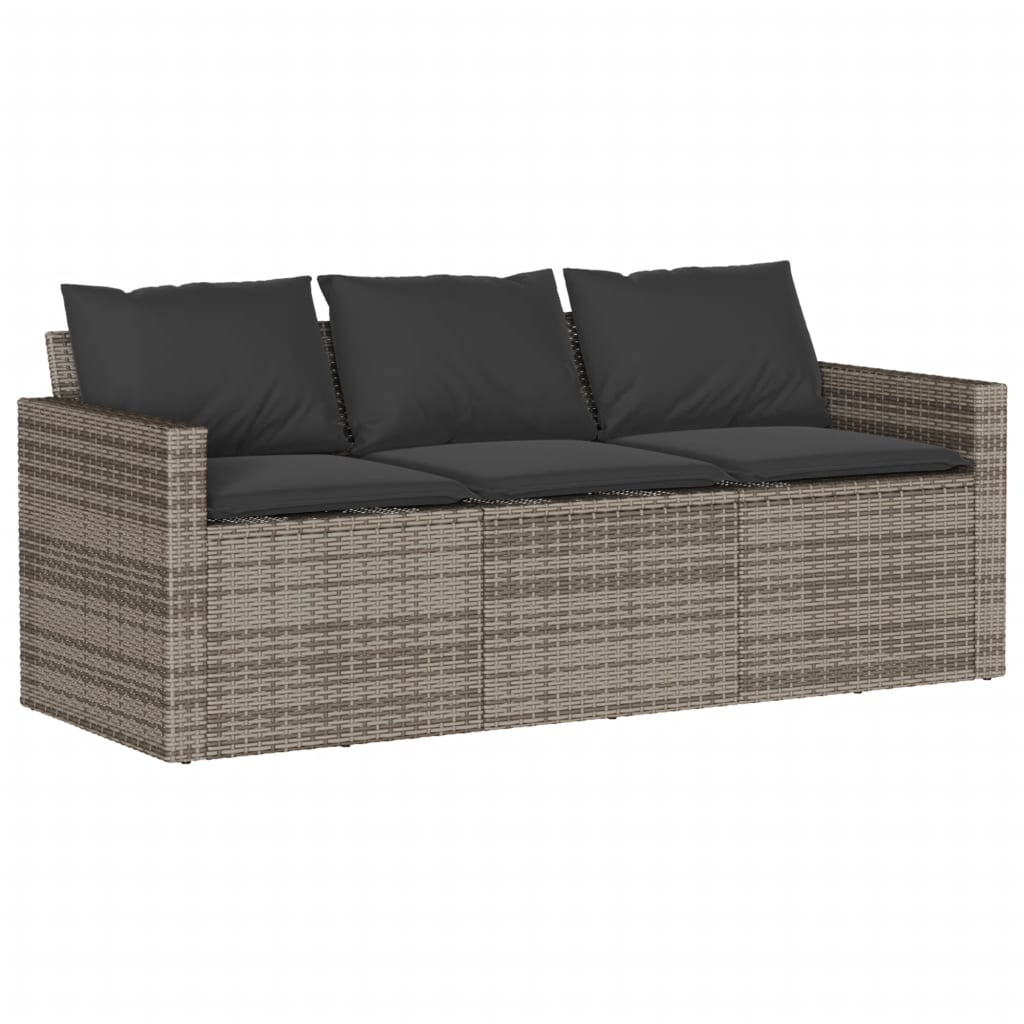 sofasæt til haven 6 dele med hynder polyrattan grå