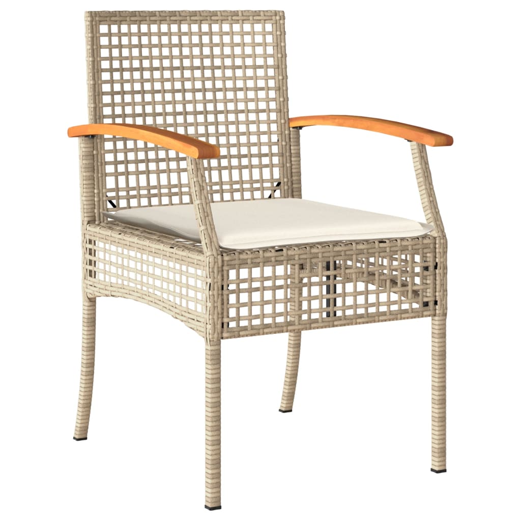 spisebordssæt til haven 4 dele med hynder polyrattan beige