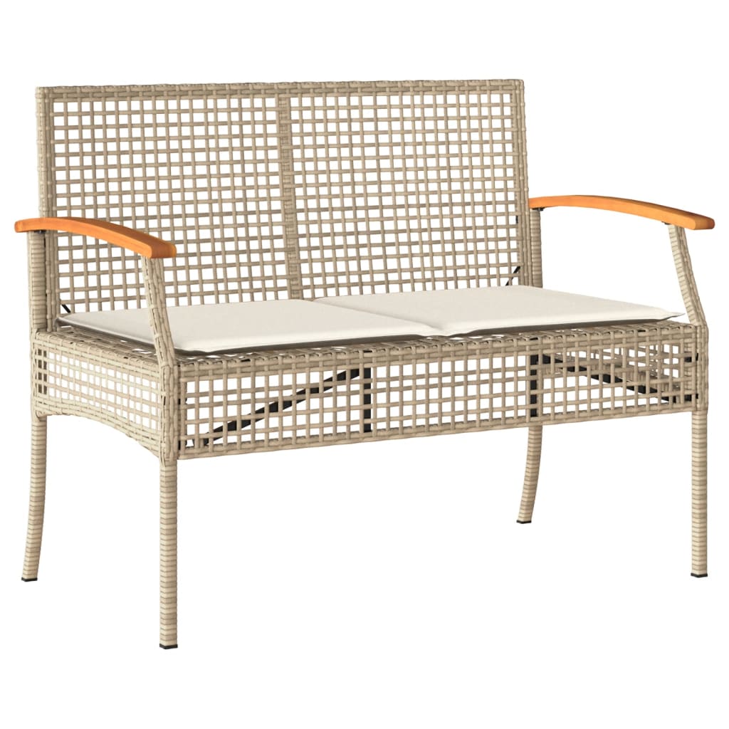spisebordssæt til haven 4 dele med hynder polyrattan beige