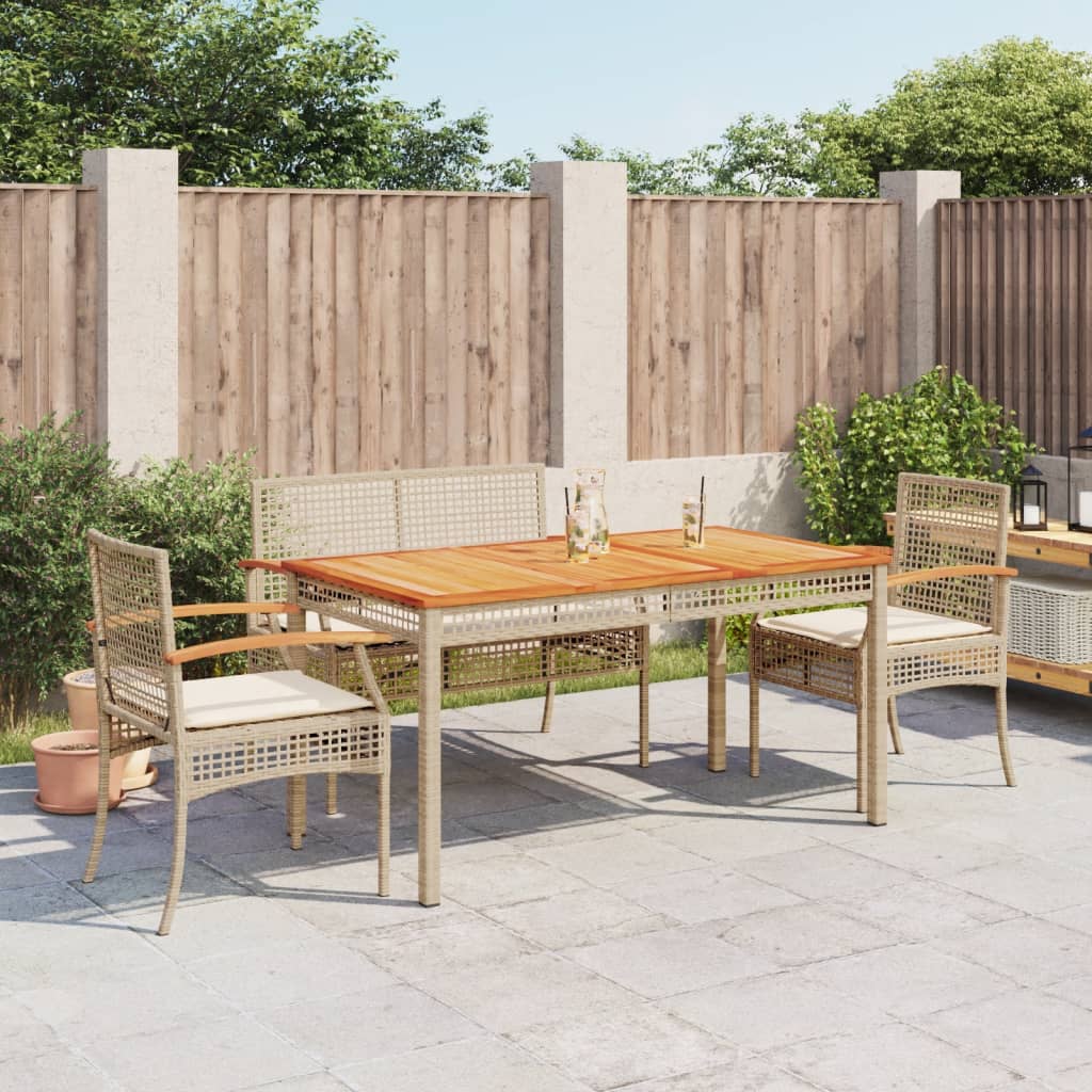 spisebordssæt til haven 4 dele med hynder polyrattan beige