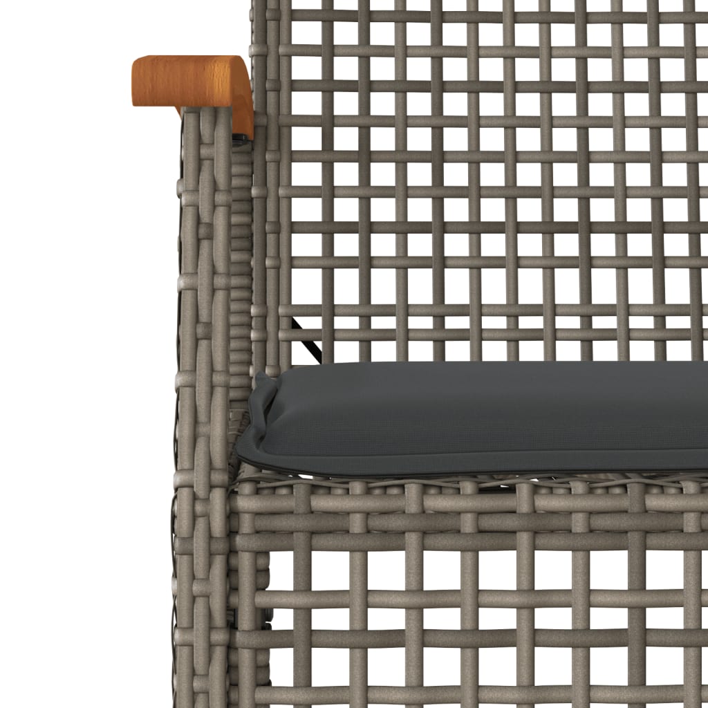 spisebordssæt til haven 3 dele med hynder polyrattan grå