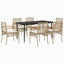 spisebordssæt til haven 7 dele med hynder polyrattan beige