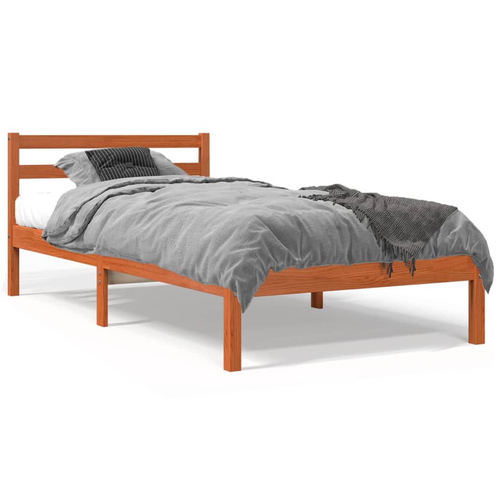 sengeramme uden madras 75x190 cm massivt fyrretræ gyldenbrun