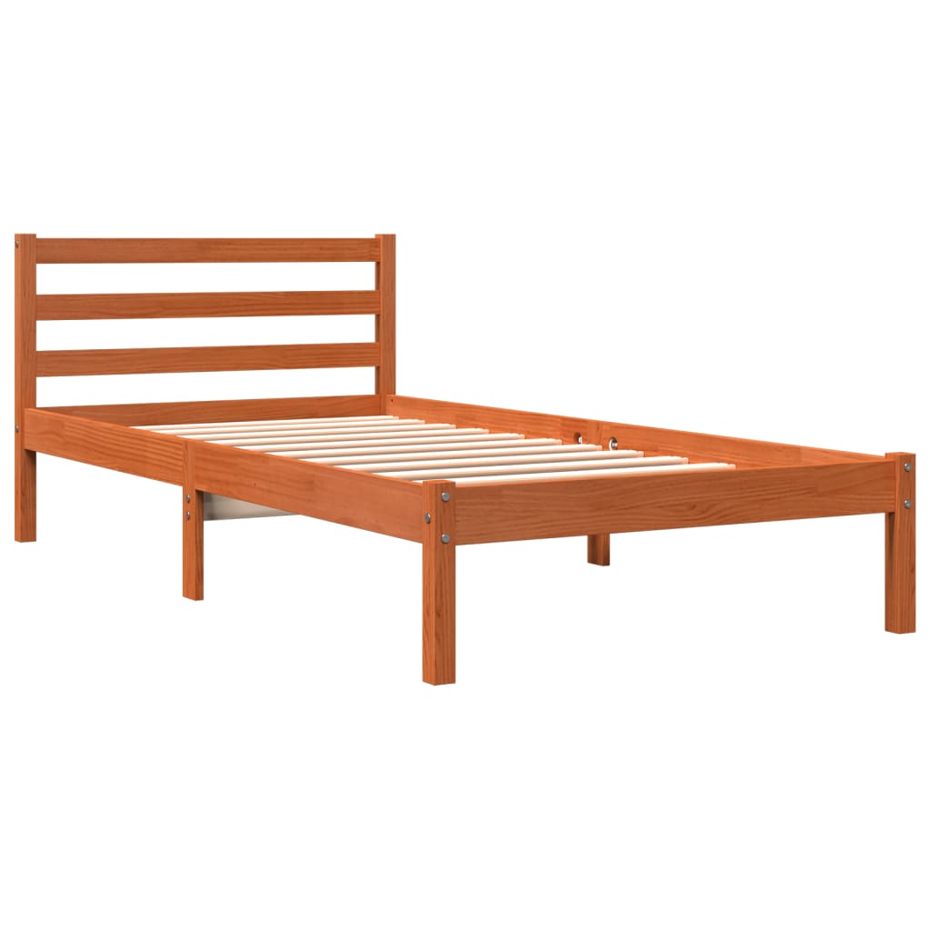 sengeramme uden madras 75x190 cm massivt fyrretræ gyldenbrun