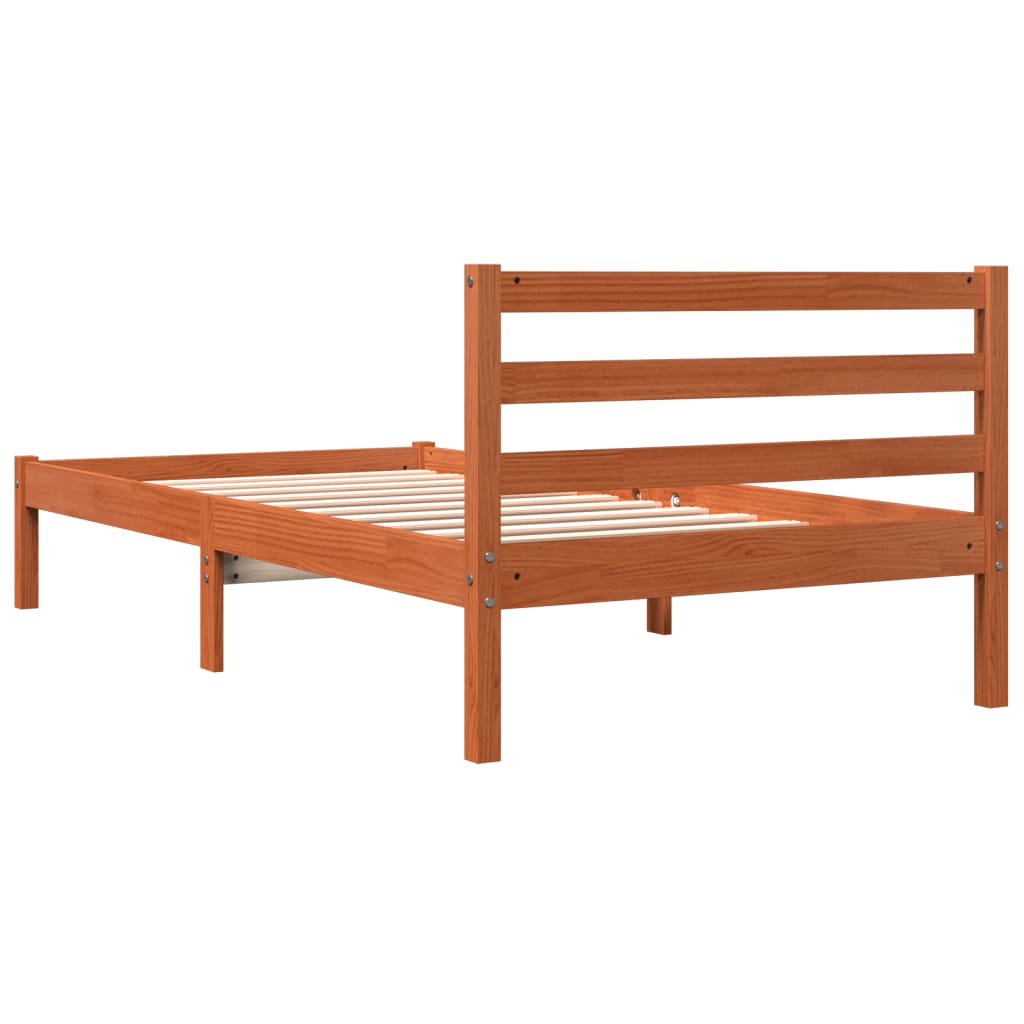 sengeramme uden madras 75x190 cm massivt fyrretræ gyldenbrun