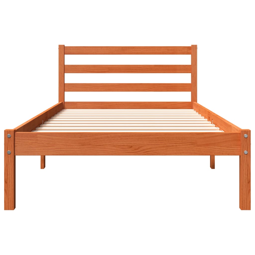 sengeramme uden madras 90x190 cm massivt fyrretræ gyldenbrun