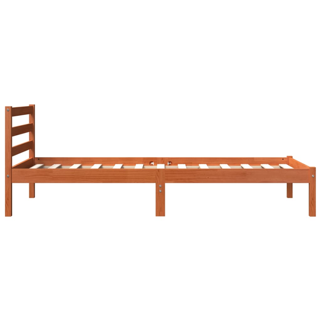 sengeramme uden madras 90x190 cm massivt fyrretræ gyldenbrun