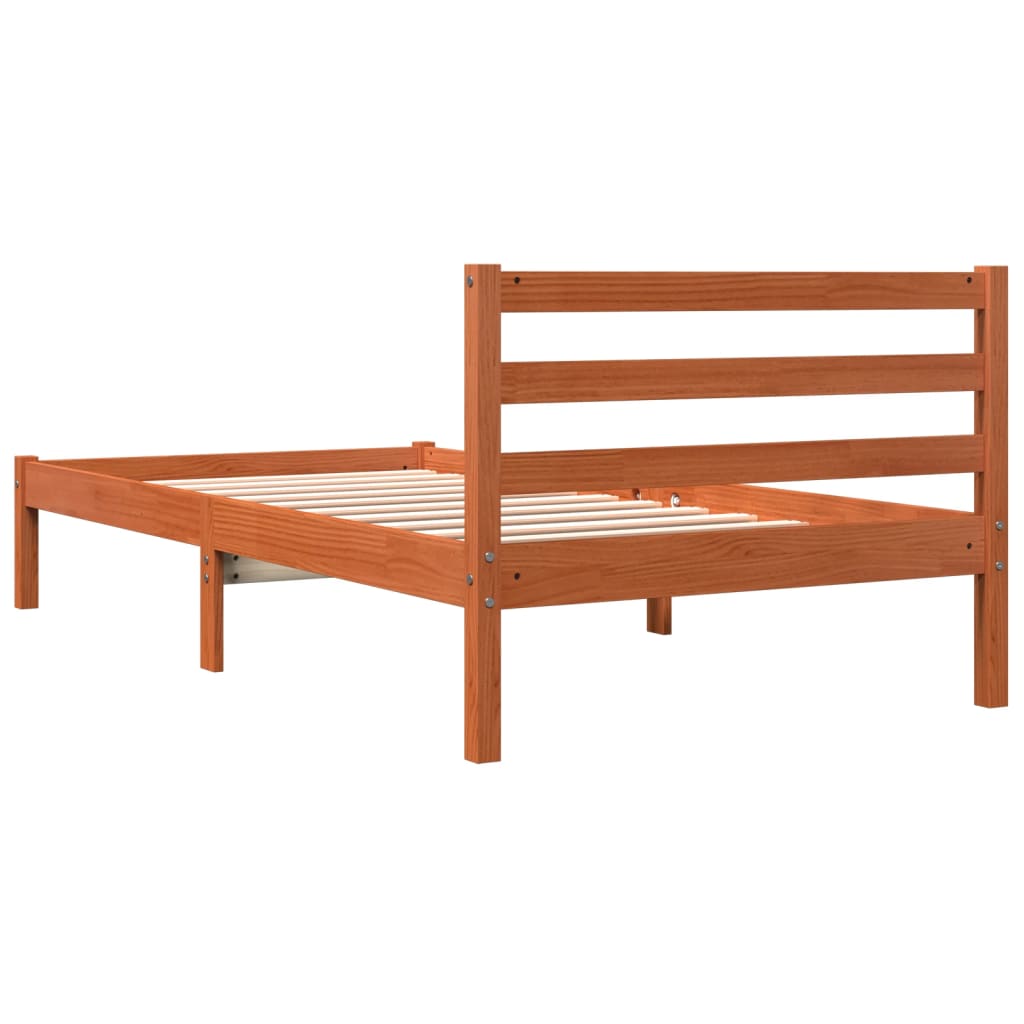 sengeramme uden madras 90x190 cm massivt fyrretræ gyldenbrun