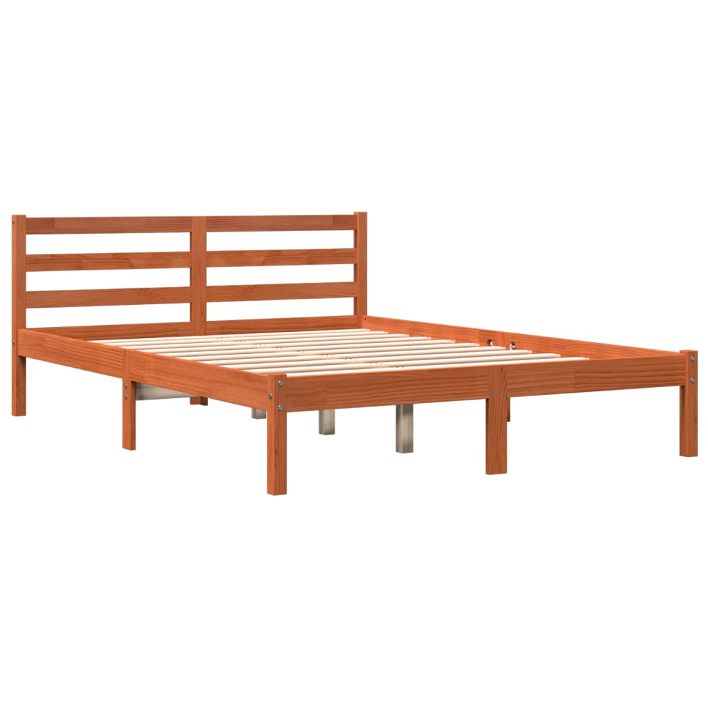 sengeramme uden madras 120x190 cm massivt fyrretræ gyldenbrun