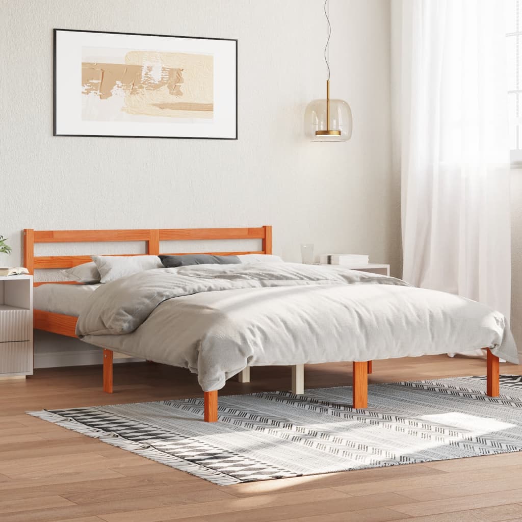sengeramme uden madras 120x190 cm massivt fyrretræ gyldenbrun