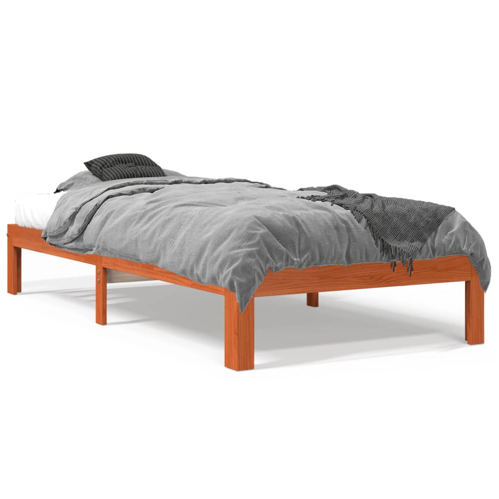 sengeramme uden madras 75x190 cm massivt fyrretræ gyldenbrun