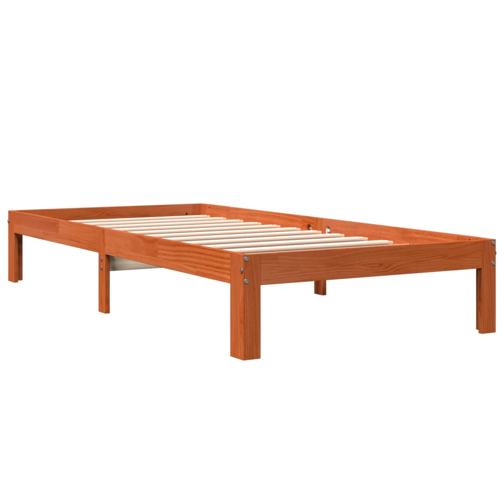 sengeramme uden madras 75x190 cm massivt fyrretræ gyldenbrun