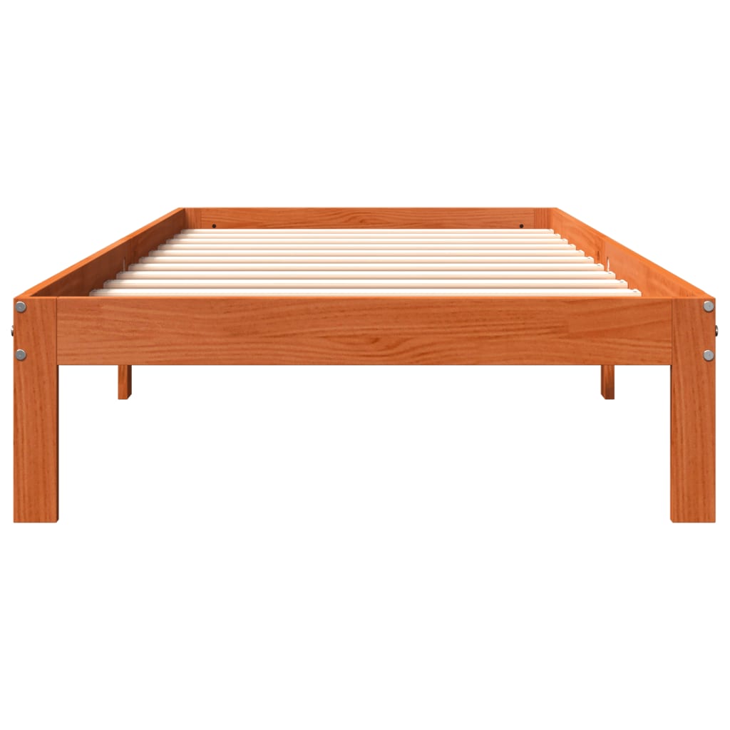 sengeramme uden madras 75x190 cm massivt fyrretræ gyldenbrun