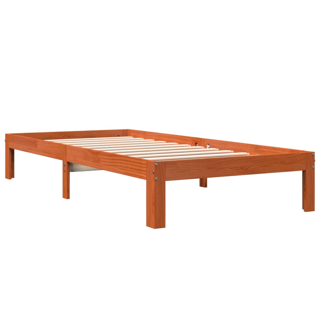 sengeramme uden madras 90x190 cm massivt fyrretræ gyldenbrun