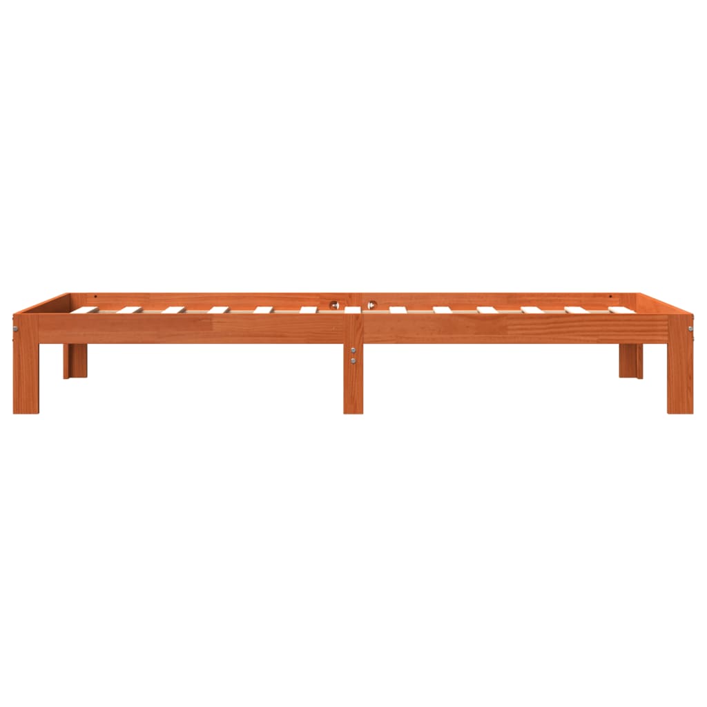 sengeramme uden madras 90x190 cm massivt fyrretræ gyldenbrun