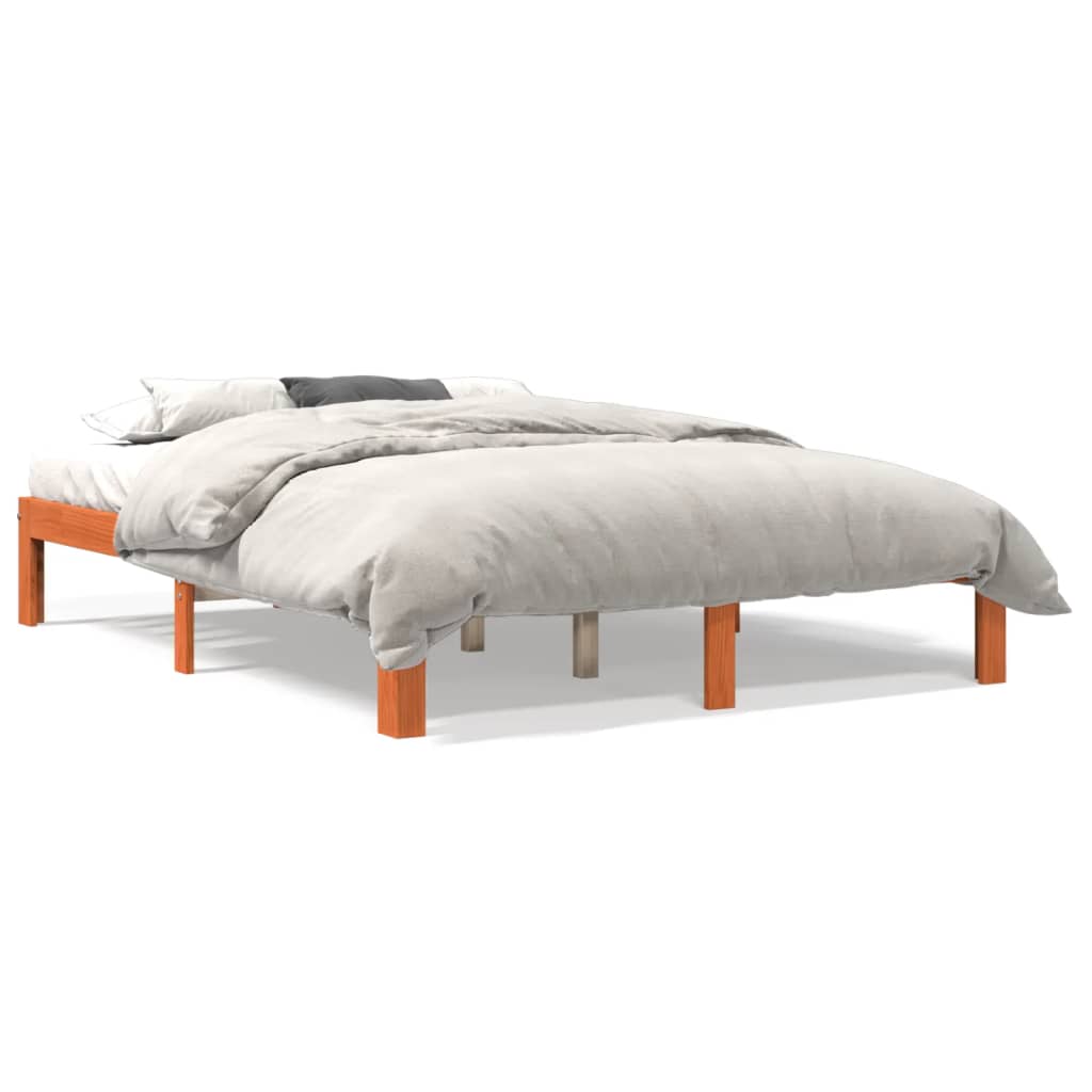 sengeramme uden madras 120x190 cm massivt fyrretræ gyldenbrun
