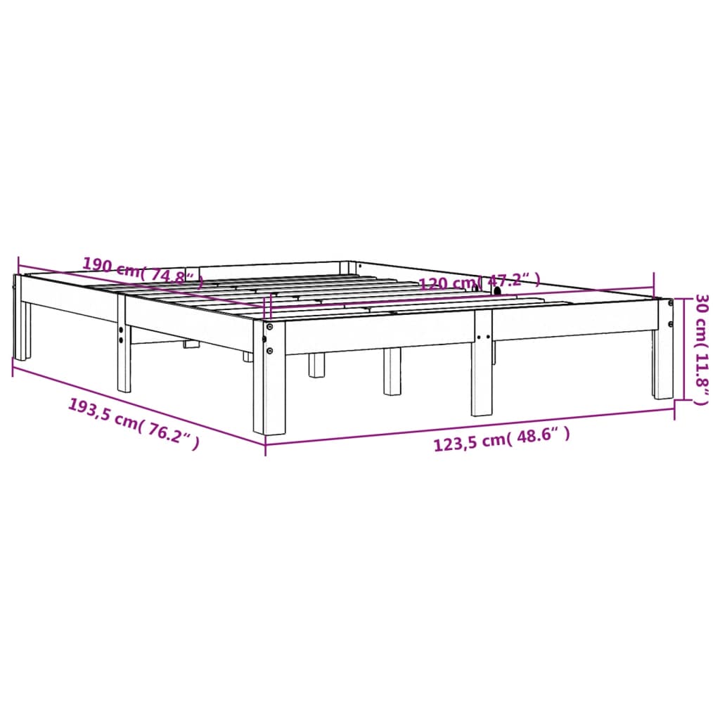 sengeramme uden madras 120x190 cm massivt fyrretræ gyldenbrun
