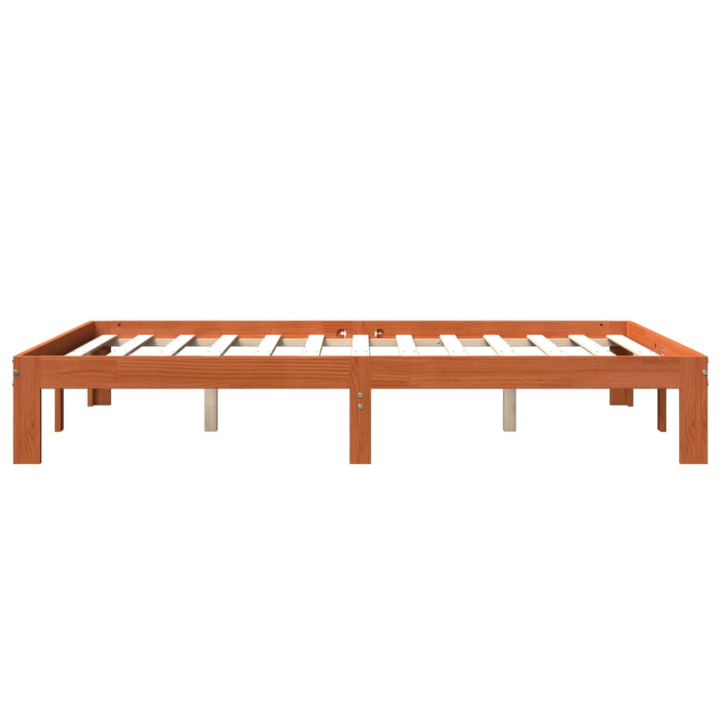 sengeramme uden madras 135x190 cm massivt fyrretræ brun