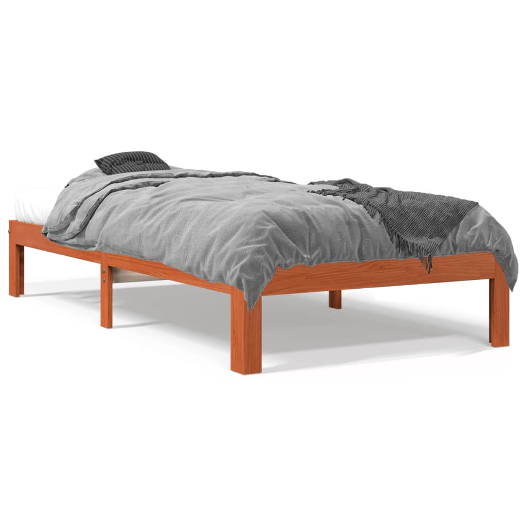 sengeramme uden madras 100x200 cm massivt fyrretræ gyldenbrun