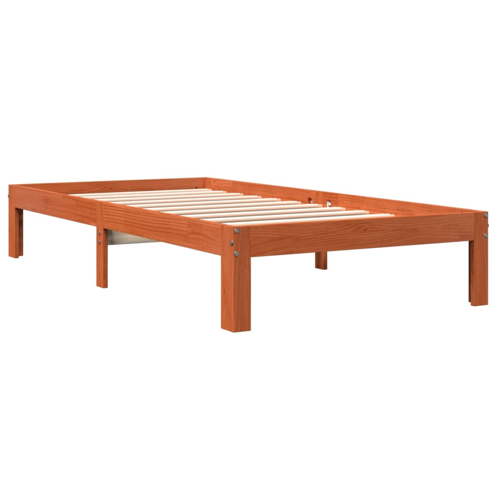 sengeramme uden madras 100x200 cm massivt fyrretræ gyldenbrun