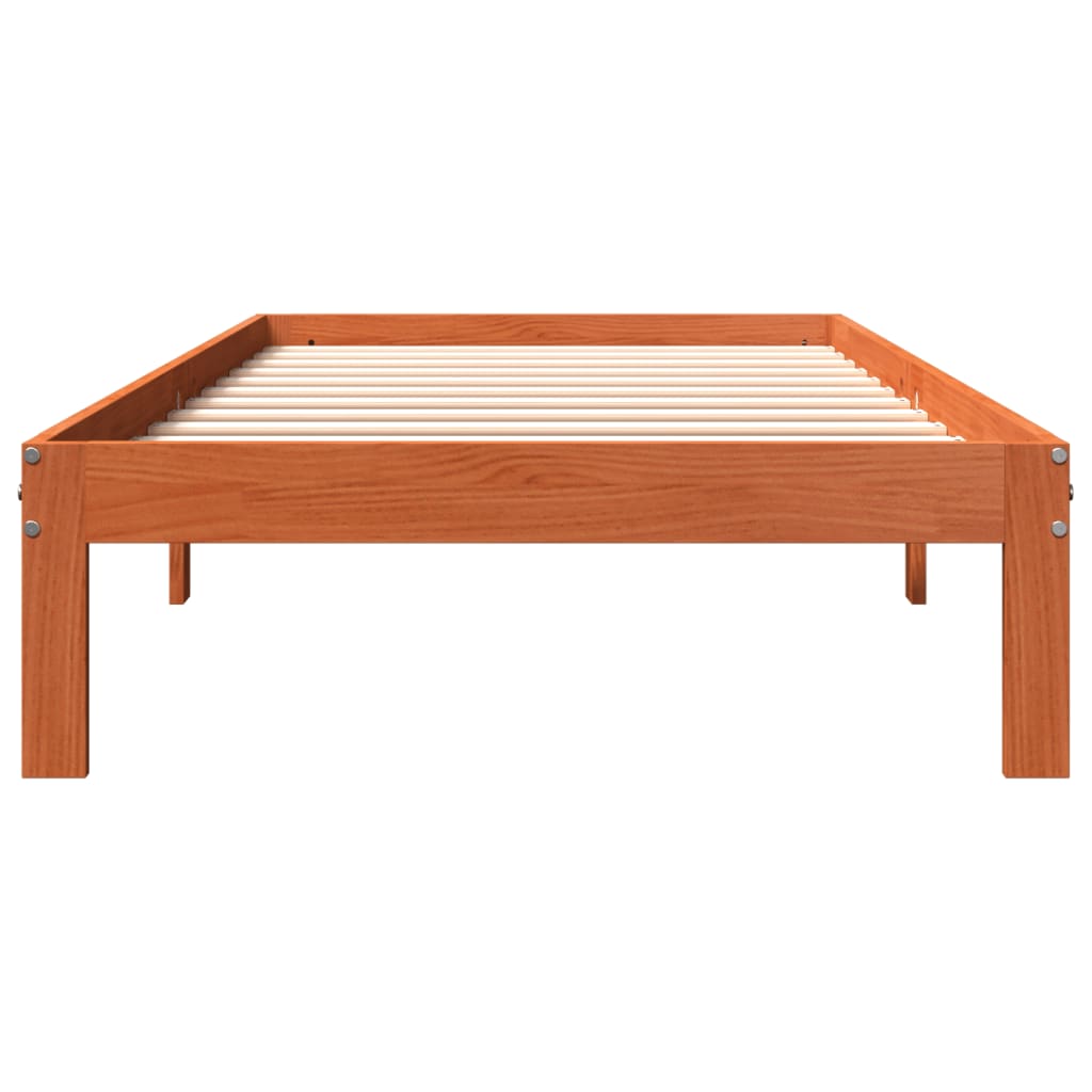 sengeramme uden madras 100x200 cm massivt fyrretræ gyldenbrun