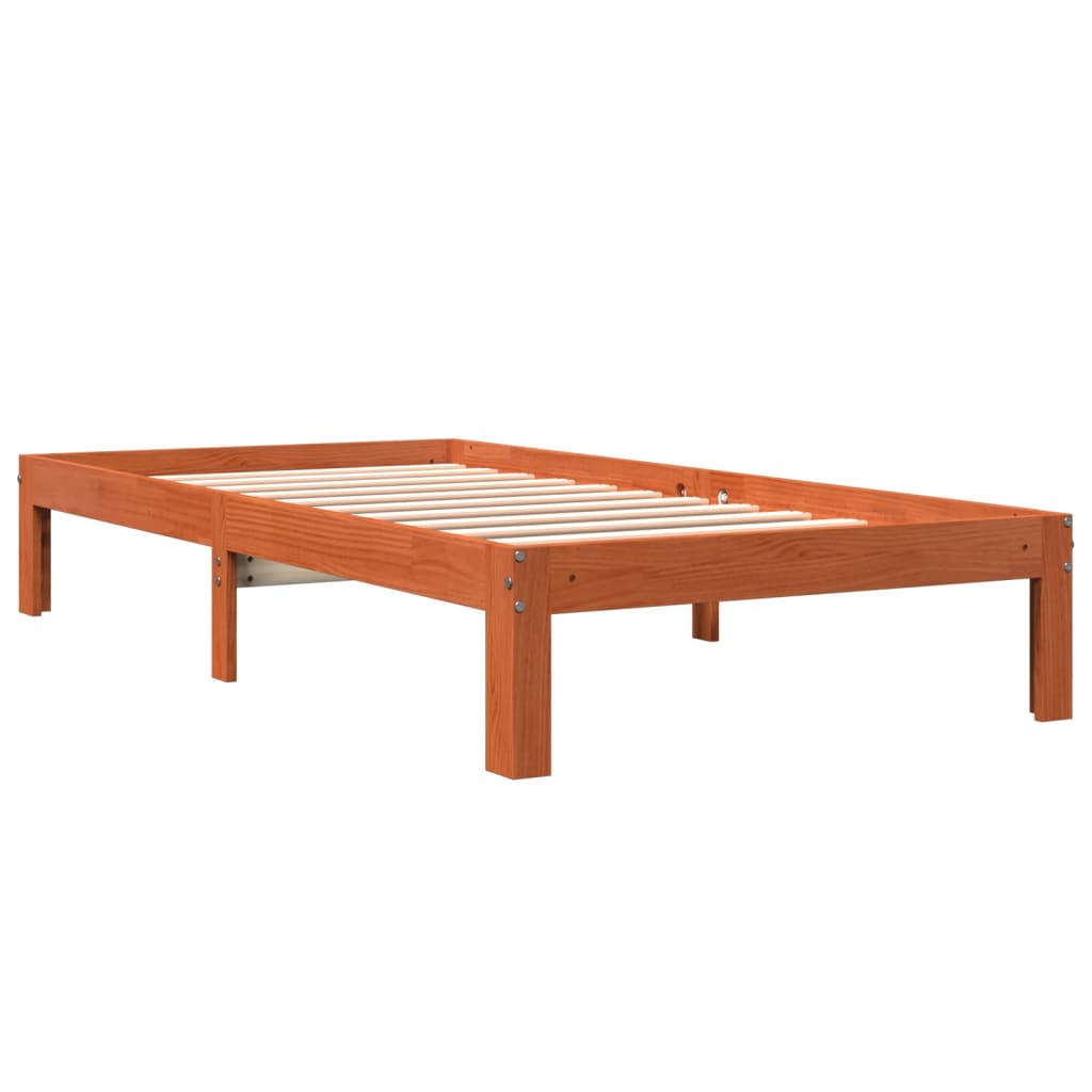 sengeramme uden madras 100x200 cm massivt fyrretræ gyldenbrun