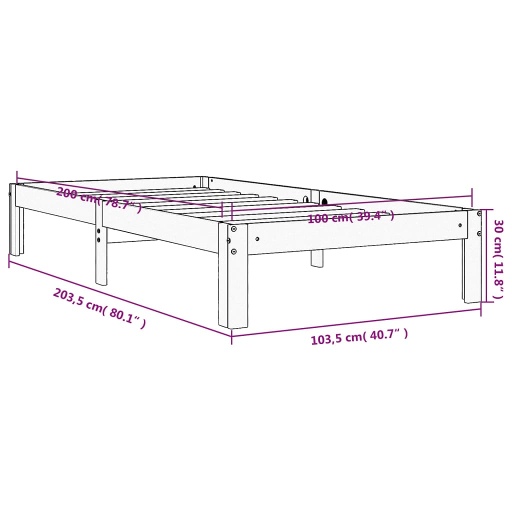 sengeramme uden madras 100x200 cm massivt fyrretræ gyldenbrun