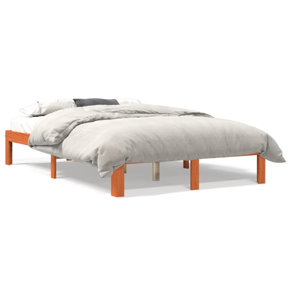sengeramme uden madras 140x200 cm massivt fyr gyldenbrun