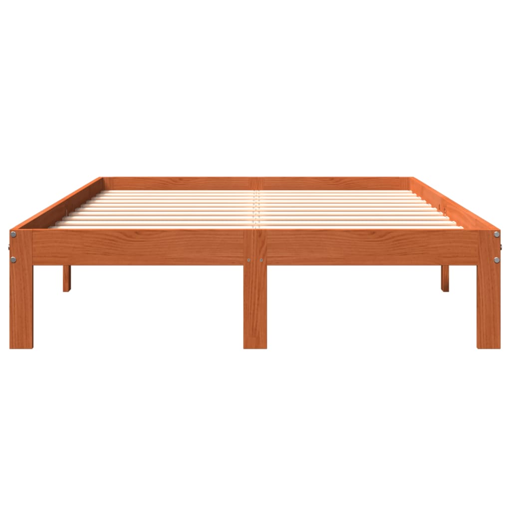 sengeramme uden madras 140x200 cm massivt fyr gyldenbrun