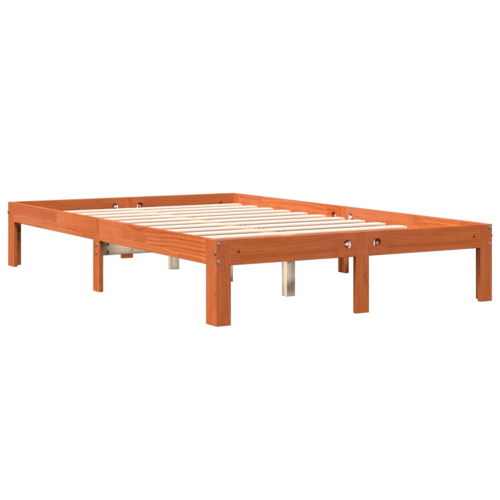 sengeramme uden madras 140x200 cm massivt fyr gyldenbrun
