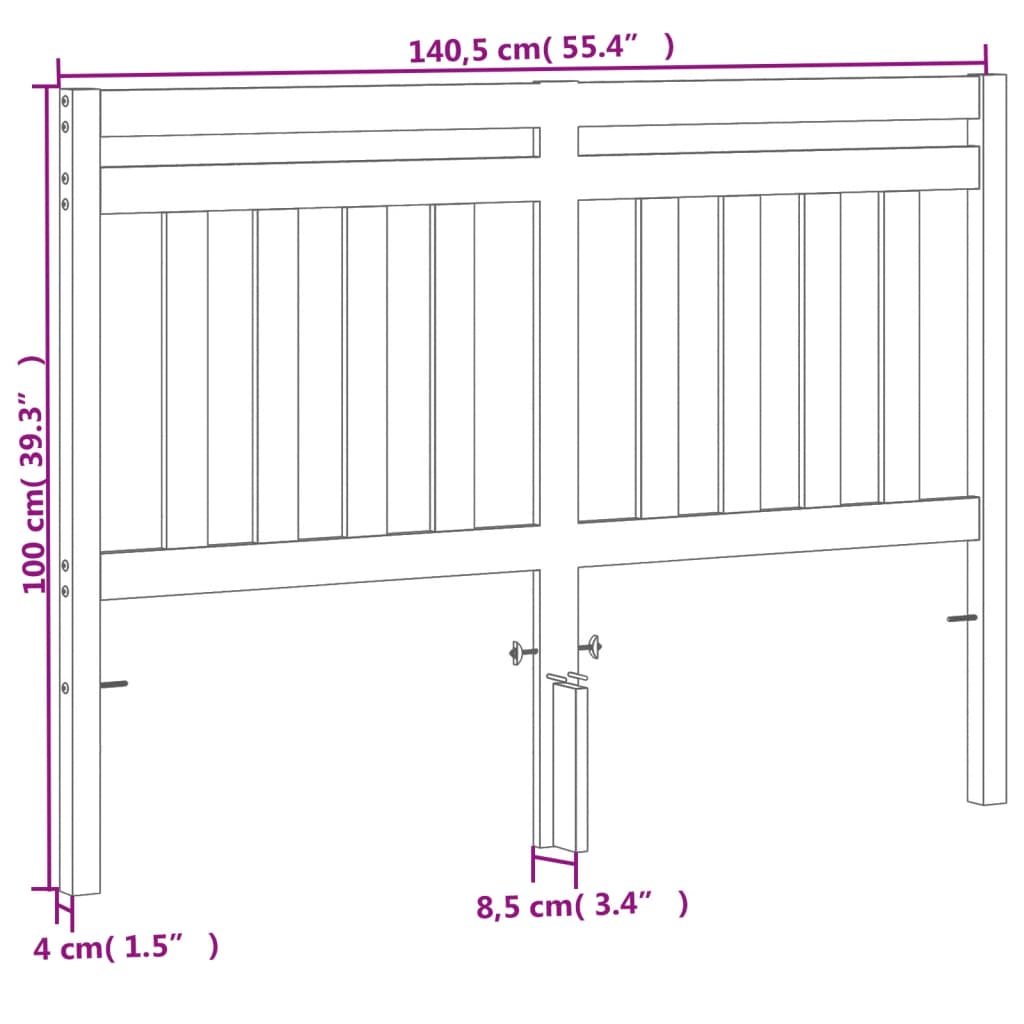 sengegavl 135 cm massivt fyrretræ gyldenbrun