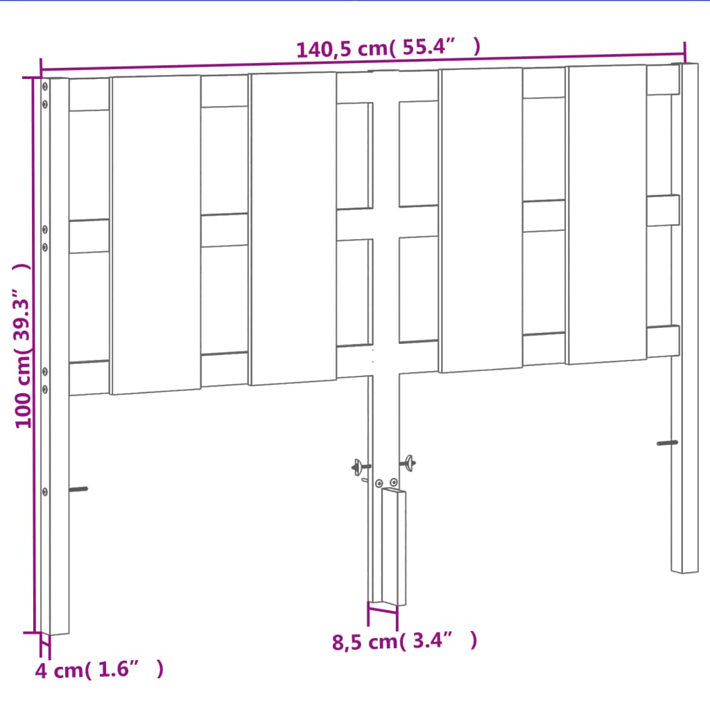 sengegavl 135 cm massivt fyrretræ gyldenbrun