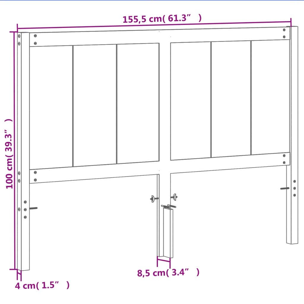 sengegavl 150 cm massivt fyrretræ gyldenbrun