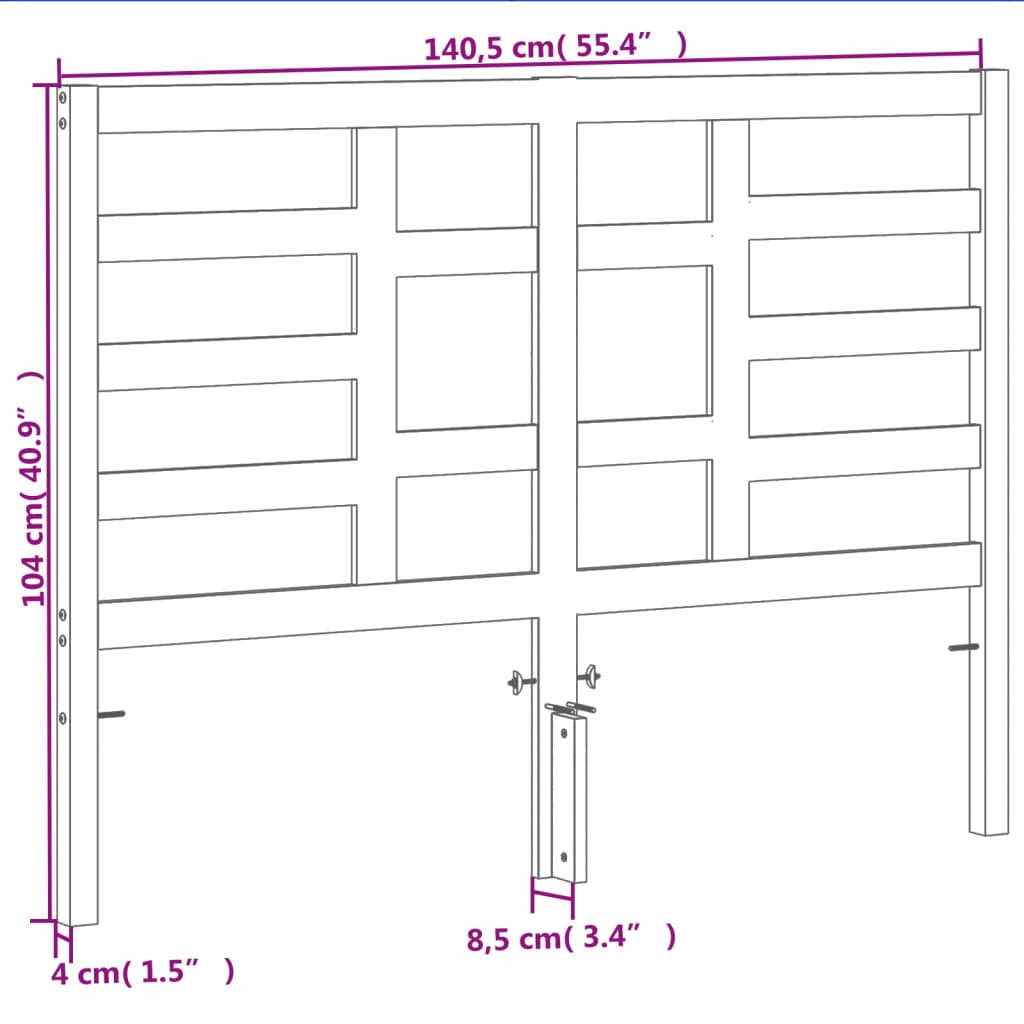 sengegavl 135 cm massivt fyrretræ gyldenbrun