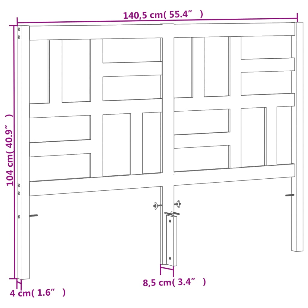 sengegavl 135 cm massivt fyrretræ gyldenbrun