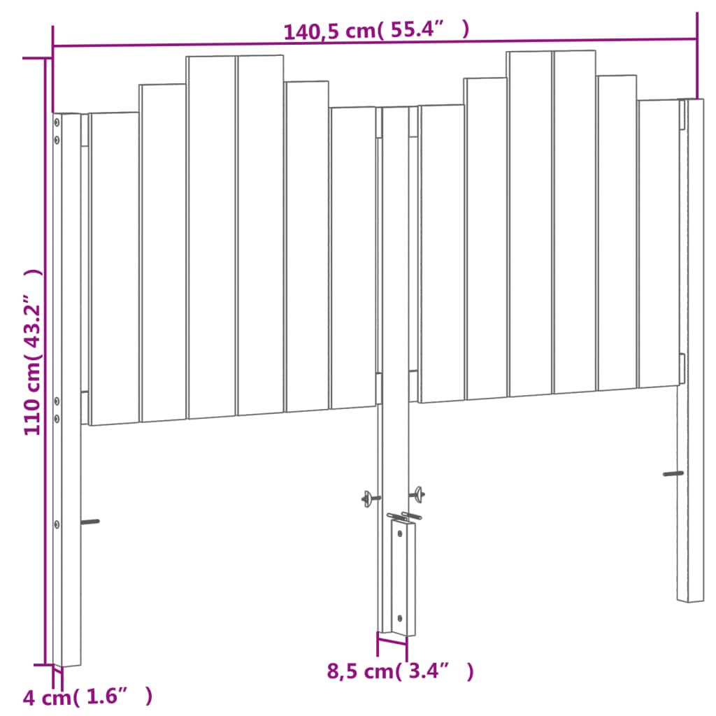 sengegavl 135 cm massivt fyrretræ gyldenbrun