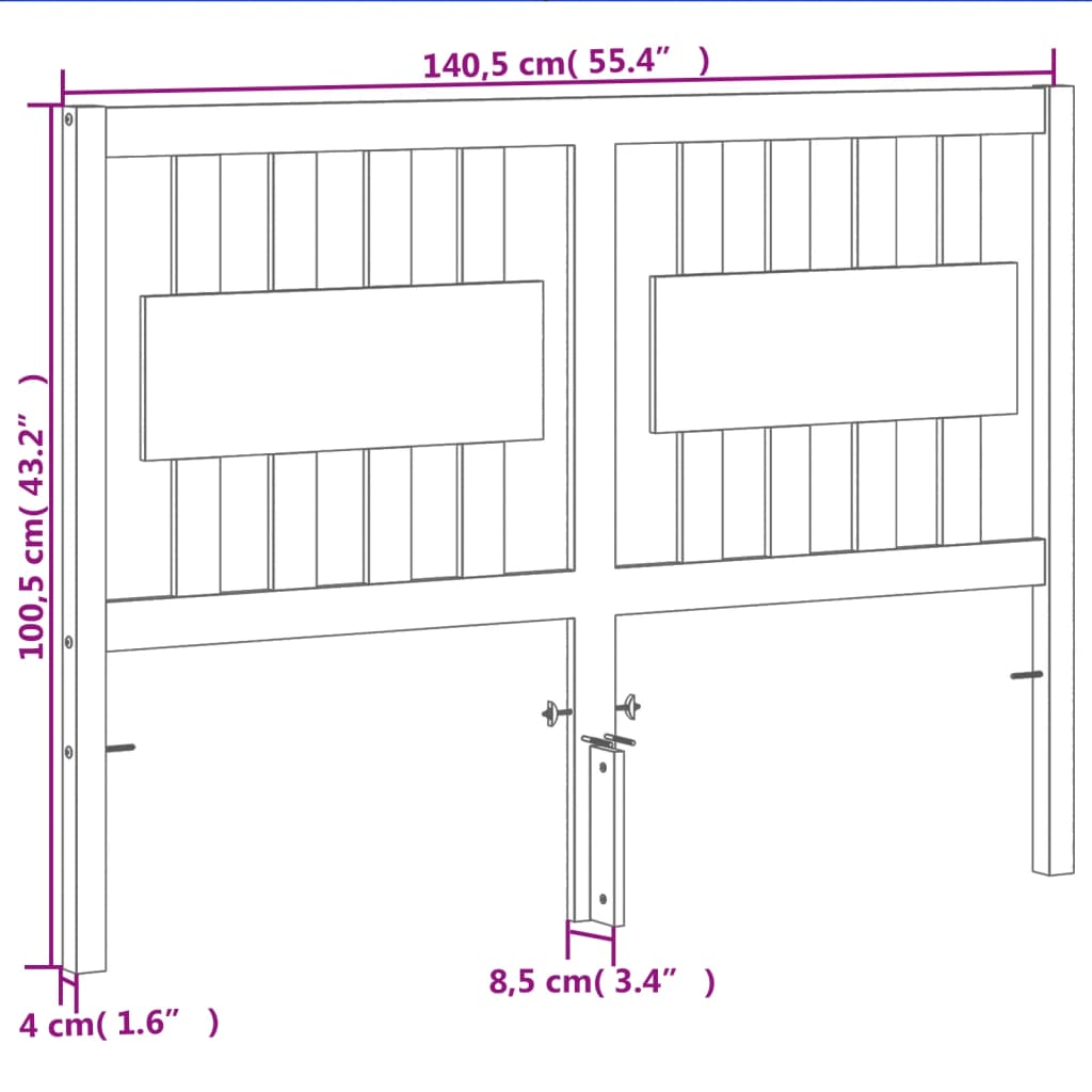 sengegavl 135 cm massivt fyrretræ gyldenbrun