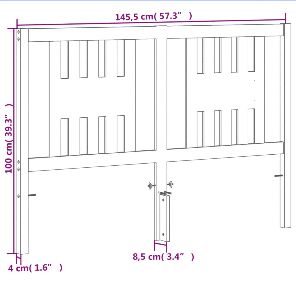 sengegavl 140 cm massivt fyrretræ gyldenbrun