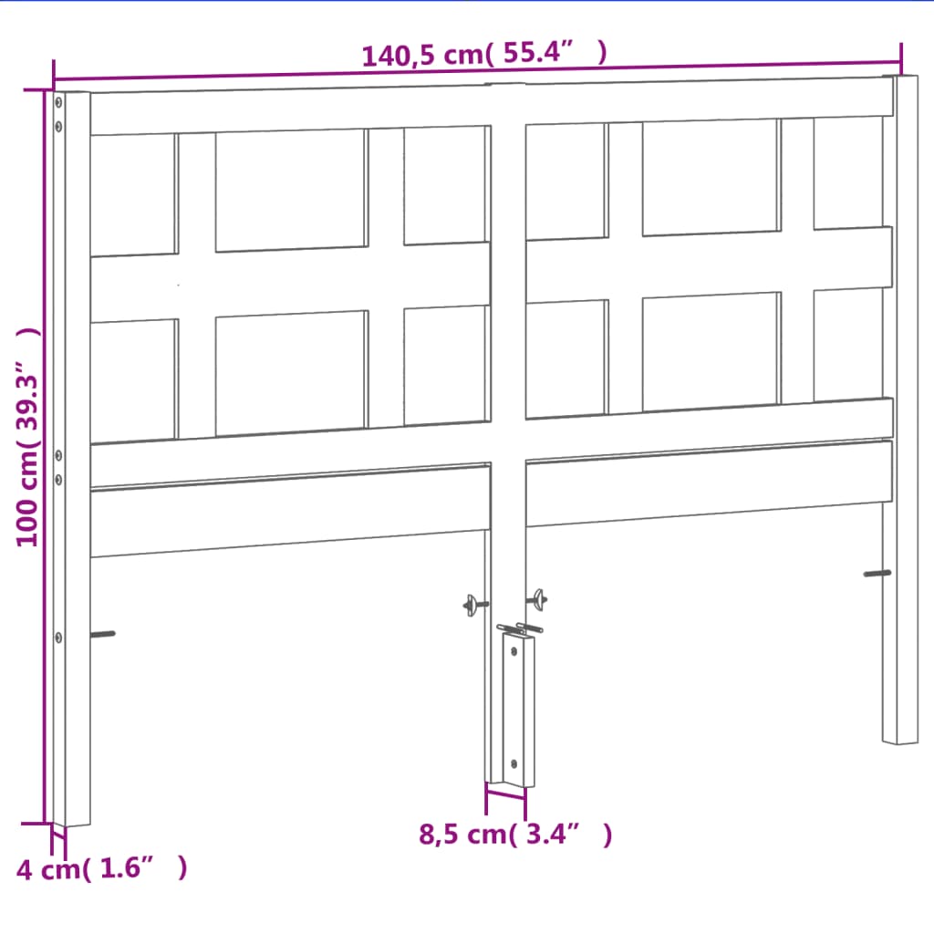 sengegavl 135 cm massivt fyrretræ gyldenbrun